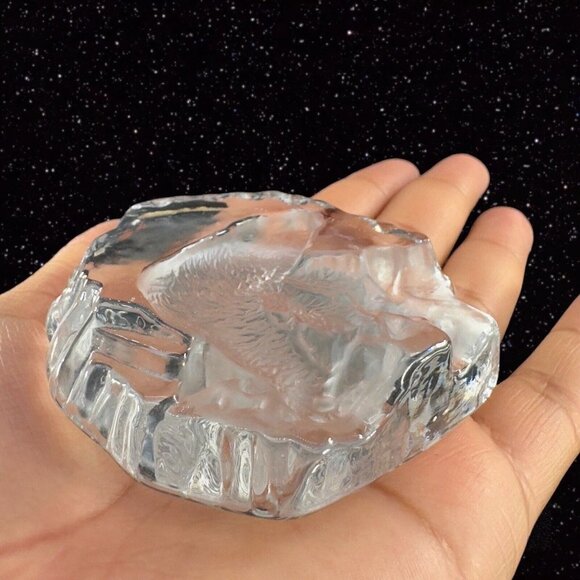 Vintage Clear Sweden Art Glass Paperweight Polar Bear Figurine Flat Side Swedish - Picture 9 of 16
